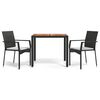 vidaXL Set da Pranzo da Giardino 3 pz con Cuscini Nero in Polyrattan
