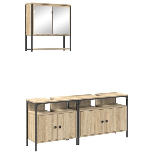 vidaXL Set di mobili per il bagno 3 pcs Marrone 80 x 30 x 60 cm