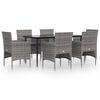 vidaXL Set da Pranzo da Giardino 7 pz con Cuscini Grigio e Nero