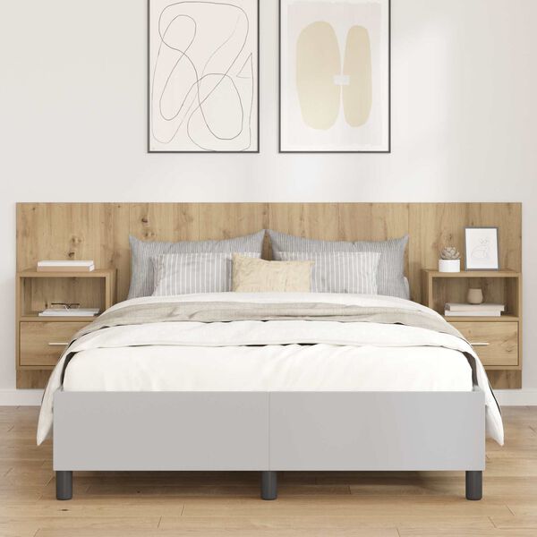 vidaXL Testata con Comodino 3 pcs Rovere artigianale Legno multistrato