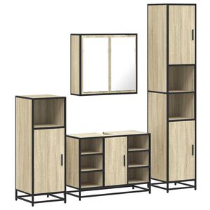 vidaXL Set Mobili da Bagno 4 pz Rovere Sonoma in Legno Multistrato