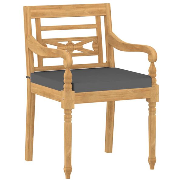 vidaXL Sedie Batavia con Cuscini 6 pz in Legno Massello di Teak