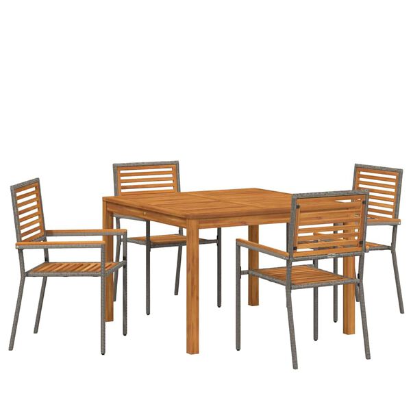 vidaXL Set da Pranzo per Giardino 5 pcs Grigio Poly Rattan