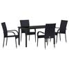 vidaXL Set da Pranzo per Giardino 5 pz Nero