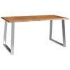 vidaXL Tavolo da Pranzo 160x80x75cm Massello Acacia e Acciaio Inox