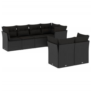 vidaXL Set Divani da Giardino con Cuscini 7pz Nero Polyrattan