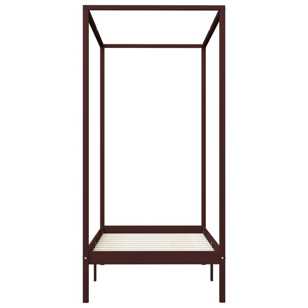 vidaXL Giroletto con Baldacchino senza Materasso Marrone Pino 90x200cm
