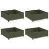vidaXL Bordura per Prato 4 pz 100 x 100 x 35 cm Acciaio Verde Oliva