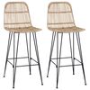 vidaXL Sgabello da bar 2 pz Naturale 44 x 55 x 109 cm Rattan e acciaio