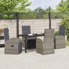 vidaXL Set da Pranzo per Giardino con cuscino 5 pcs Grigio polyrattan