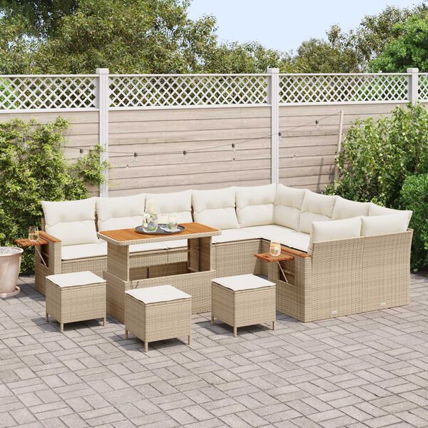 vidaXL Set Divano da Giardino con cuscino 13 pcs Beige e Crema