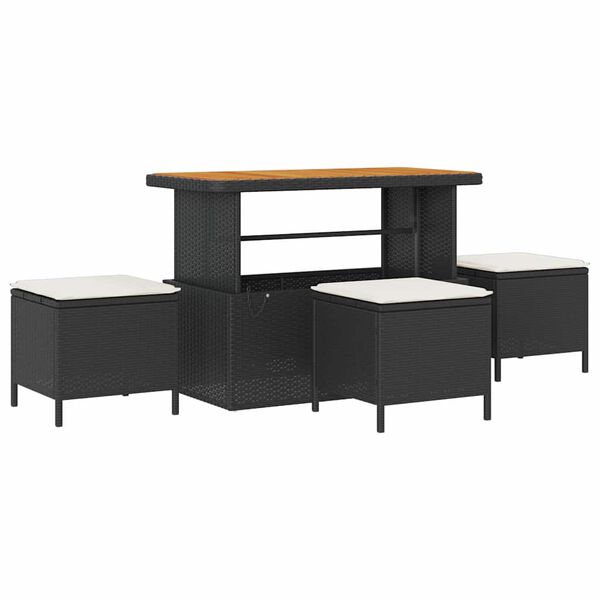 vidaXL Set Divano da Giardino con cuscino Nero Poly Rattan