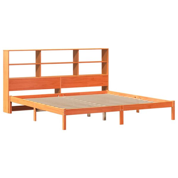 vidaXL Letto Libreria senza Materasso Marrone Cera 200x200 cm in Pino