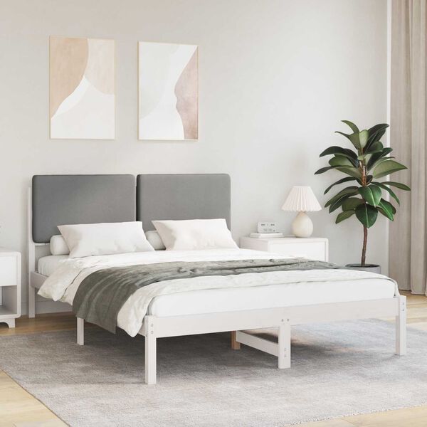 vidaXL Letto con Testiera Rivestita Grigio chiaro 150 x 200 cm