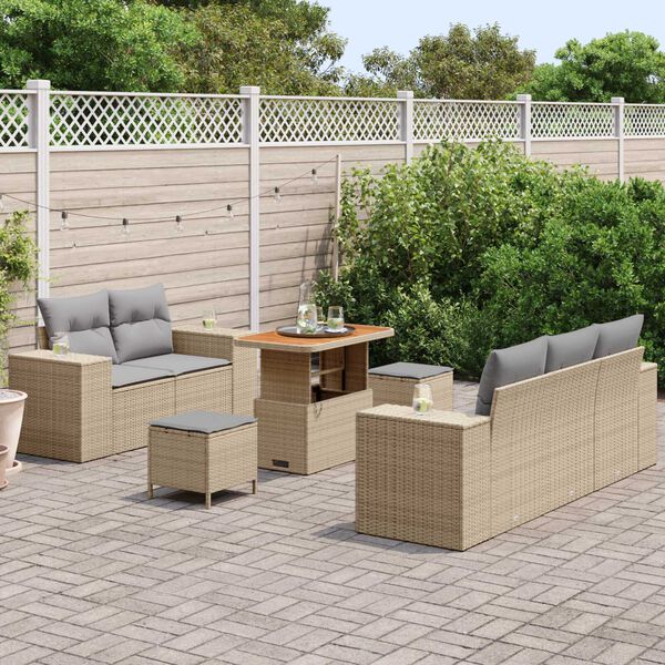 vidaXL Set Divano da Giardino con cuscino 8 pcs Beige e Grigio Chiaro