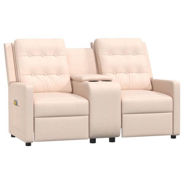 vidaXL Divano Massaggiante 2 Posti con Portabicchieri Crema Similpelle