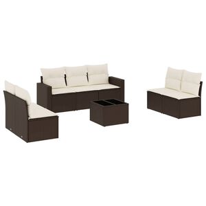 vidaXL Set Divani da Giardino 8 pz con Cuscini Marrone in Polyrattan