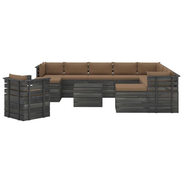 vidaXL Set Divani da Giardino Pallet 12 pz con Cuscini Massello Pino