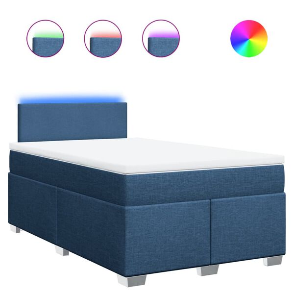 vidaXL Giroletto a Molle con Materasso Blu 120x200 cm in Tessuto