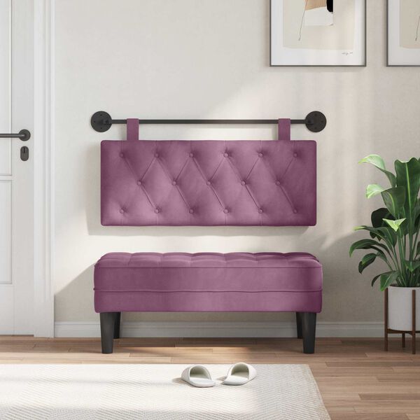 vidaXL Testata appesa Montaggio a parete Viola 110 x 55 x 7 cm Velluto