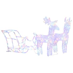 vidaXL Decorazione Natalizia Renne e Slitta 160 LED 130 cm in Acrilico