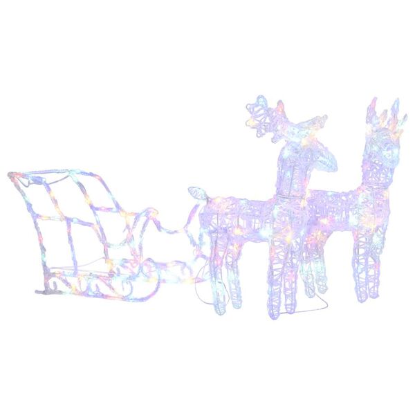 vidaXL Decorazione Natalizia Renne e Slitta 160 LED 130 cm in Acrilico