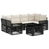 vidaXL Set Divano da Giardino 7 pz Nero e Bianco Crema polyrattan