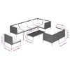 vidaXL Set Divani da Giardino 9 pz con Cuscini Polyrattan Grigio Scuro