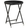 vidaXL Tavolino da Caff&egrave; Nero 60 cm in Polyrattan e Vetro Temperato