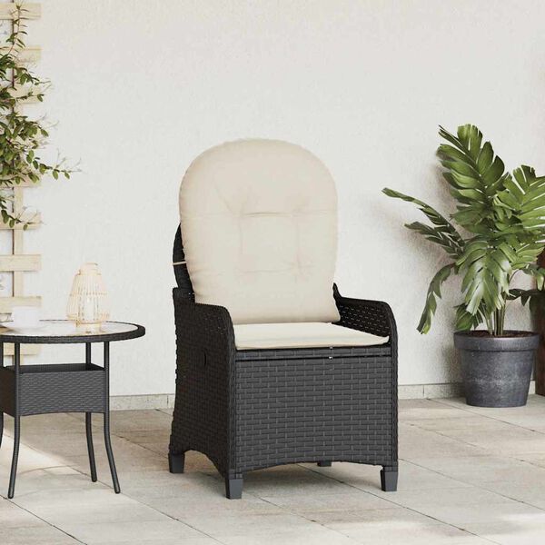 vidaXL Poltrona reclinabile Nero 56 x 66 x 95cm polyrattan