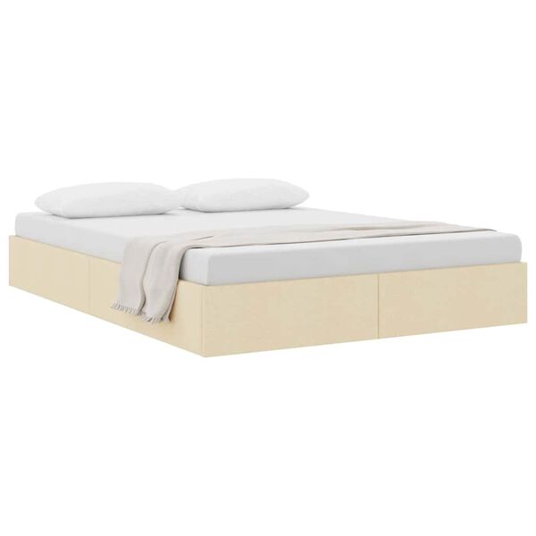 vidaXL Letto con Contenitore con testiera Crema 140 x 190 cm Tessuto