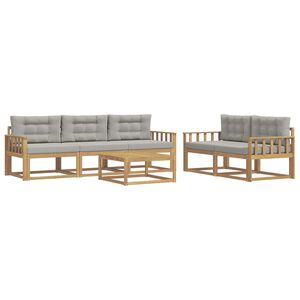 vidaXL Set di divani da esterno 6 pz Bianco e Grigio Chiaro