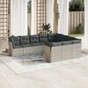 vidaXL Set Divano Giardino 10 pz con Cuscini Grigio Chiaro Polyrattan