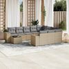 vidaXL Set Divani da Giardino 11 pz con Cuscini Beige in Polyrattan