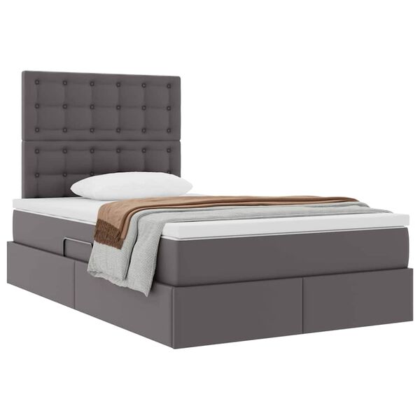 vidaXL Letto con Contenitore Grigio 120 x 200 cm Pelle Sintetica