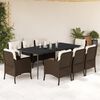 vidaXL Set da Pranzo da Giardino 9pz con Cuscini Marrone in Polyrattan