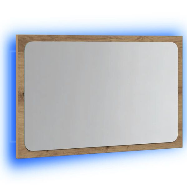 vidaXL Specchio da Bagno con Luci LED Rovere Artigianale 60x8,5x38 cm