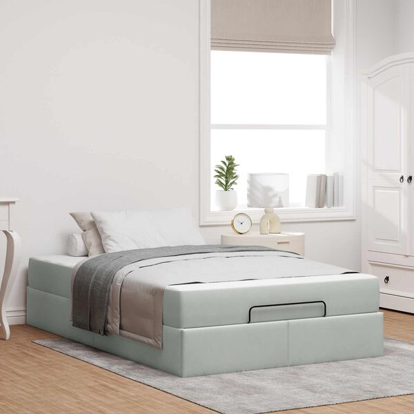 vidaXL Struttura letto con materasso 2 pcs Grigio chiaro Velluto