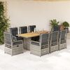 vidaXL Set da Pranzo da Giardino 9 pz con Cuscini in Polyrattan Grigio