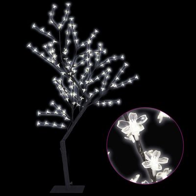 vidaXL Albero di Natale 128 LED Bianco Freddo Ciliegio in Fiore 120 cm