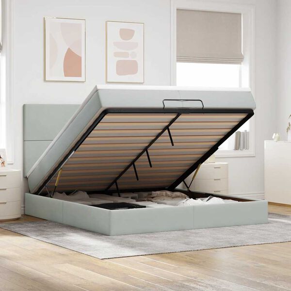 vidaXL Struttura Letto Pouf con Materassi 200x200 cm Velluto