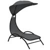 vidaXL Lettino con Tettuccio Grigio Scuro 167x80x195cm Tessuto Acciaio