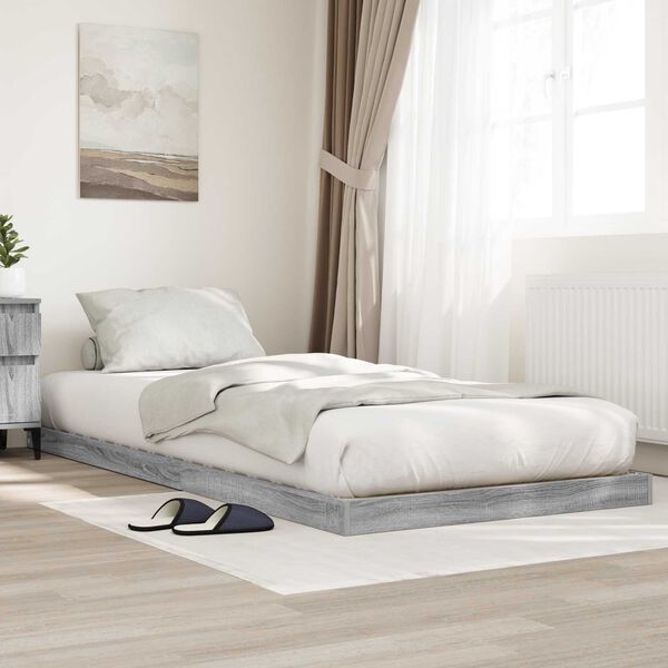 vidaXL Struttura letto a terra Grigio Sonoma 90 x 190 cm