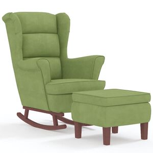 vidaXL Sedia a dondolo con schienale alto in velluto verde chiaro
