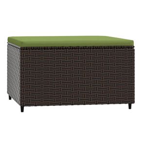 vidaXL Poggiapiedi da Giardino con Cuscino in Polyrattan Marrone