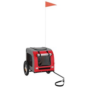 vidaXL Rimorchio da Bici per Animali Rosso e Grigio Oxford e Ferro