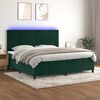 vidaXL Letto a Molle con Materasso e LED Verde Scuro 200x200cm Velluto