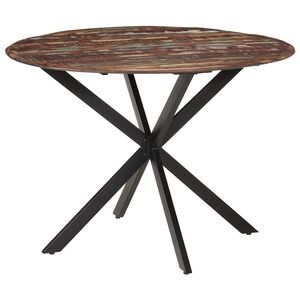 vidaXL Tavolo da Pranzo &Oslash;110x78cm Legno Massello di Recupero e Acciaio