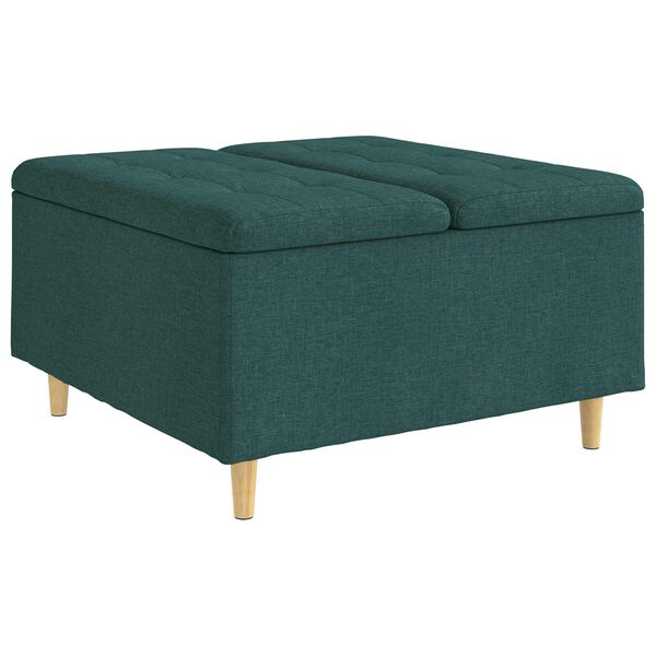 vidaXL Pouf contenitore Verde Scuro 80 x 80 x 45 cm Tessuto