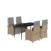 vidaXL Set da Pranzo da Giardino 5 pz con Cuscini Beige in Polyrattan
